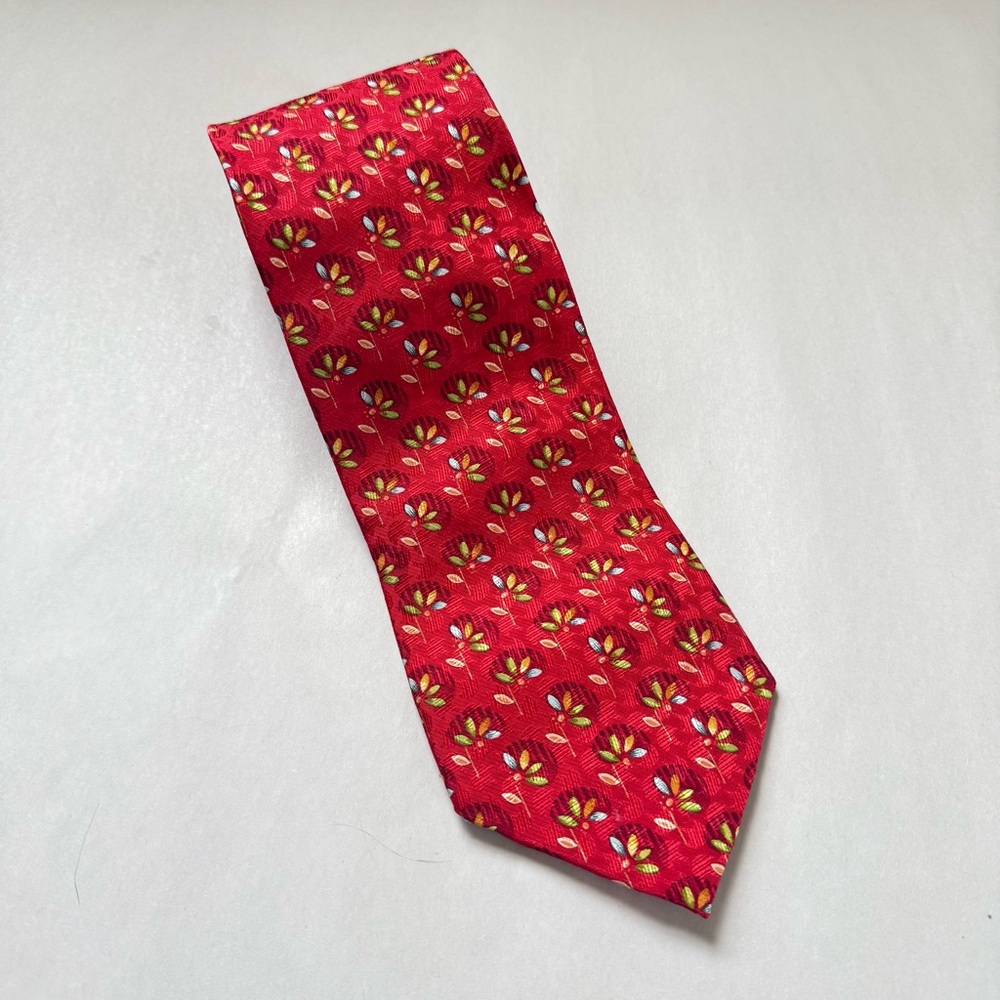 Ermenegildo Zegna Red‎ Silk Floral Tie Made in Italy